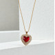 Diaxeirinis "Be My Valentine" Κολιέ καρδιά μενταγιόν με πέτρα κόκκινο βαθύ με ατσάλινη αλυσίδα L316 σε χρώμα χρυσό
