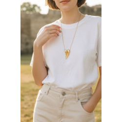 Κολιέ καρδιά σταγόνα κοντό από ατσάλι 316L σε χρυσό χρώμα 