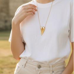 Κολιέ καρδιά σταγόνα κοντό από ατσάλι 316L σε χρυσό χρώμα 
