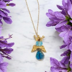 Κολιέ μακρύ "Angel" σε χρυσό με πετρόλ κρύσταλλο 