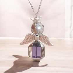 Κολιέ μακρύ "Silver Angel" σε σε ασημένια απόχρωση με μωβ κρύσταλλο 