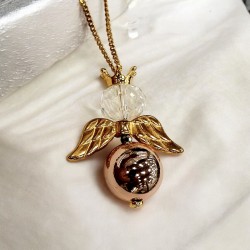 Κολιέ μακρύ "Angel " σε χρυσό χρώμα με ροζ χρυσό κρύσταλλο και διάφανο