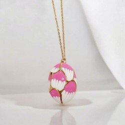 Κολιέ Αυγό από σμάλτο με μακριά  αλυσίδα από ατσάλι 316L σε χρυσό