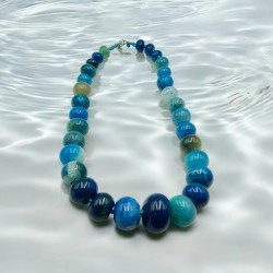 Γυναικείο Κολιέ Thetis με μπλε αχάτη 