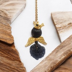 Κολιέ μακρύ "Black Angel" σε χρυσό χρώμα