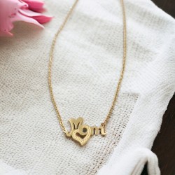 Κολιέ Μ❤️m από Ατσάλι 316L & Ιδιαίτερη Καρδιά σε Ασημένιο & Χρυσό