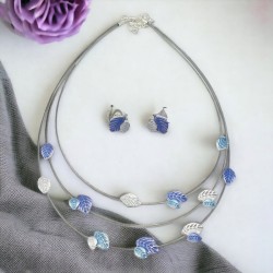 Κολιέ & Σκουλαρίκια Nature's Love με Σμάλτο σε Ντίζα blue edition