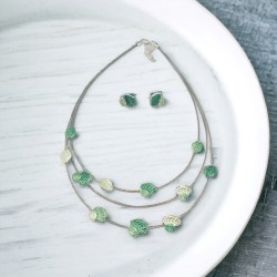Κολιέ & Σκουλαρίκια Nature's Love με Σμάλτο σε Ντίζα green edition