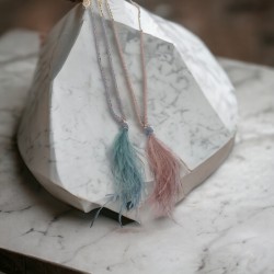 Κολιέ Feathers Μακρύ με Κρύσταλλα Opac