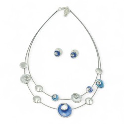 Κολιέ & Σκουλαρίκια Vanity με Σμάλτο σε Ντίζα  σε Μπλε Χρωματισμό