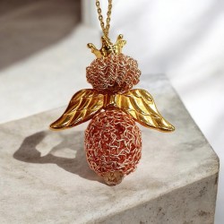 Κολιέ μακρύ "Pink Gold Angel" σε χρυσό χρώμα 