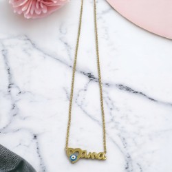 Κολιέ κοντό  Μαμά από ατσάλι 316L με Ματάκι & Αυξομείωση στην Αλυσίδα σε Ασημένιο