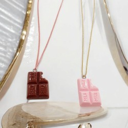 Κολιέ σε σχήμα σοκολάτας ή σοκολάτας φράουλα με αλυσίδα από ατσάλι 316L