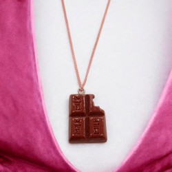 Κολιέ σε σχήμα σοκολάτας ή σοκολάτας φράουλα με αλυσίδα από ατσάλι 316L