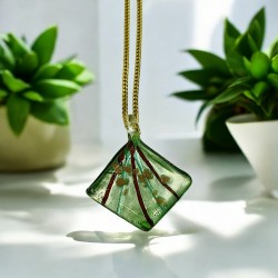 Κολιέ μακρύ με μοτίφ από φυσικό γυαλί