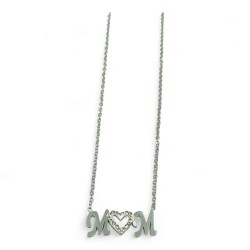 Κολιέ κοντό Μ❤️Μ από Ατσάλι 316L & Καρδιά με Μαρκασίτη σε Ασημένιο & Χρυσό