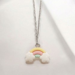 Κολιέ ουράνιο τόξο με αλυσίδα από ατσάλι 316L με προέκταση 