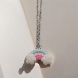 Κολιέ ουράνιο τόξο με αλυσίδα από ατσάλι 316L με προέκταση 