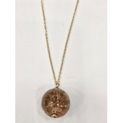 Κολιέ "ball gold brown" murano με αλυσίδα από ατσάλι 316L σε χρώμα χρυσό 