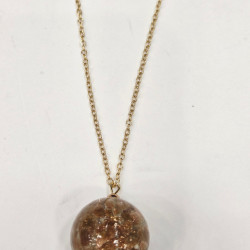Κολιέ "ball gold brown" murano με αλυσίδα από ατσάλι 316L σε χρώμα χρυσό 