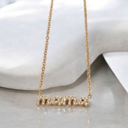 Κολιέ μαμά με ζιργκόν από ατσάλι L316 με αλυσίδα σε χρυσό χρώμα και προέκταση στο κούμπωμα