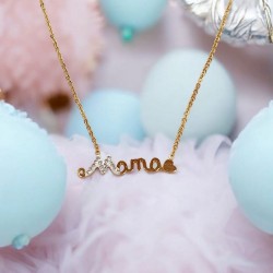 Κολιέ μαμά με ζιργκόν από ατσάλι L316 και προέκταση στο κούμπωμα