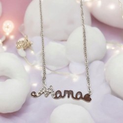 Κολιέ μαμά με ζιργκόν από ατσάλι L316 και προέκταση στο κούμπωμα