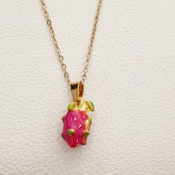 Κολιέ dragon fruit  σε χρυσό χρώμα από ατσάλι 316L