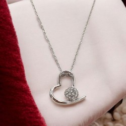 Κολιέ καρδιά με μαρκασίτη από ατσάλι L316 με προέκταση στο κούμπωμα σε χρώμα ασημένιο 