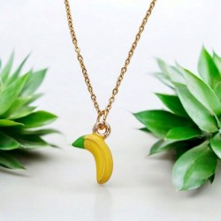 Κολιέ μπανάνα με αλυσίδα από ατσάλι  L316 σε χρυσό χρώμα