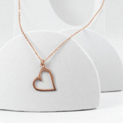 Κολιέ καρδιά διάτρητη σε ροζ χρυσό ασημένια 925 