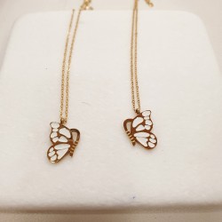 Κολιέ φιλίας με 2 στοιχεία πεταλούδες από ατσάλι 316L σε χρυσό χρώμα