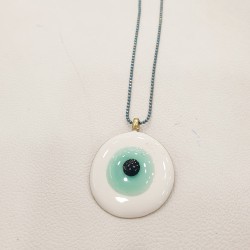 Κολιέ μακρύ με μάτι σε ατσάλινη αλυσίδα με προέκταση 