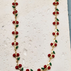 Κολιέ  "cherry" από ανοξείδωτο ατσάλι L316 σε χρώμα χρυσό 