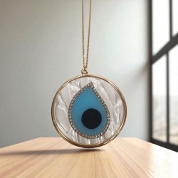 Κολιέ  μάτι με μακρυά αλυσίδα από ατσάλι σε χρώμα χρυσό 