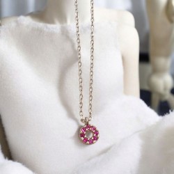 Κολιέ κύκλος κοντό ασημένιο 925 επίχρυσο με φούξια ζιργκόν 