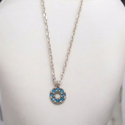 Κολιέ κύκλος κοντό ασημένιο 925 με τυρκουάζ ζιργκόν 