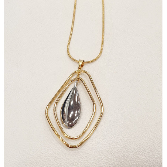 Κολιέ μακρύ δίχρωμο από ατσάλι 316L  