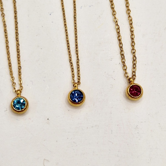 Κολιέ με τυρκουάζ ζιργκόν με αλυσίδα από ατσάλι L316 σε χρυσό χρώμα 