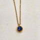 Κολιέ με μπλε ζιργκόν με αλυσίδα από ατσάλι L316 σε χρυσό χρώμα 
