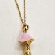 Κολιέ μανιτάρι με ροζ σμάλτο με αλυσίδα από ατσάλι L316 σε χρυσό χρώμα 