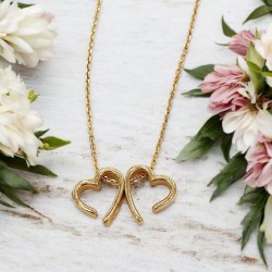 Κολιέ διπλή καρδιά ασημένιο 925 επίχρυσο