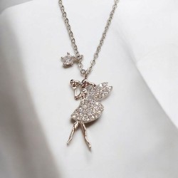 Κολιέ νεράιδα με αστέρι  ζιργκόν από ατσάλι L316 με προέκταση στο κούμπωμα σε χρώμα ασημένιο 