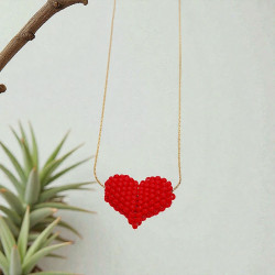Diaxeirinis "Be My Valentine" καρδιά μπομπέ κόκκινη με χρυσή αλυσίδα από ατσάλι L316 