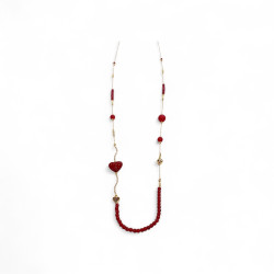 Diaxeirinis "Be My Valentine" Κολιέ μακρύ καρδιά με glitter από ατσάλι L316 σε χρυσό χρώμα