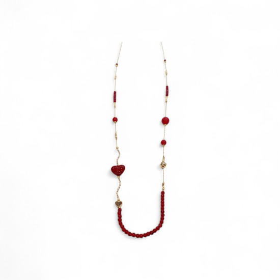 Diaxeirinis "Be My Valentine" Κολιέ μακρύ καρδιά με glitter από ατσάλι L316 σε χρυσό χρώμα