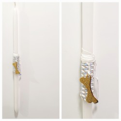 Λαμπάδα αρωματική με δώρο με κολιέ κόκαλο με κορδόνι και κούμπωμα με αυξομείωση