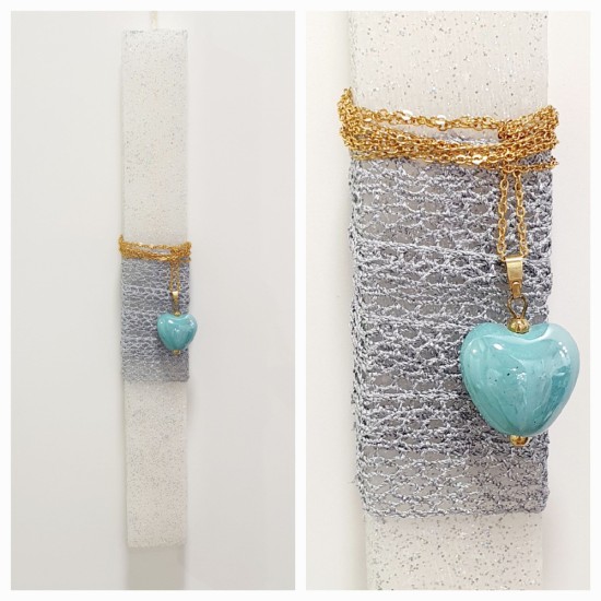 Λαμπάδα αρωματική με δώρο κολιέ καρδιά