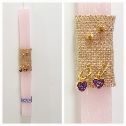 Λαμπάδα αρωματική με δώρο ατσάλινα σκουλαρίκια καρδιά 