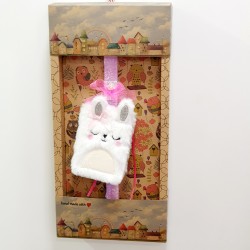 Λαμπάδα αρωματική με δώρο μπλοκ λούτρινο κουνελάκι